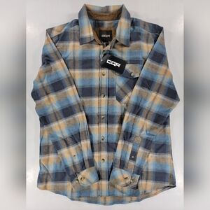 NEW CQR Cotton Flannel Shirt Long Sleeve Plaid Casual Button Shirt Men's Medium